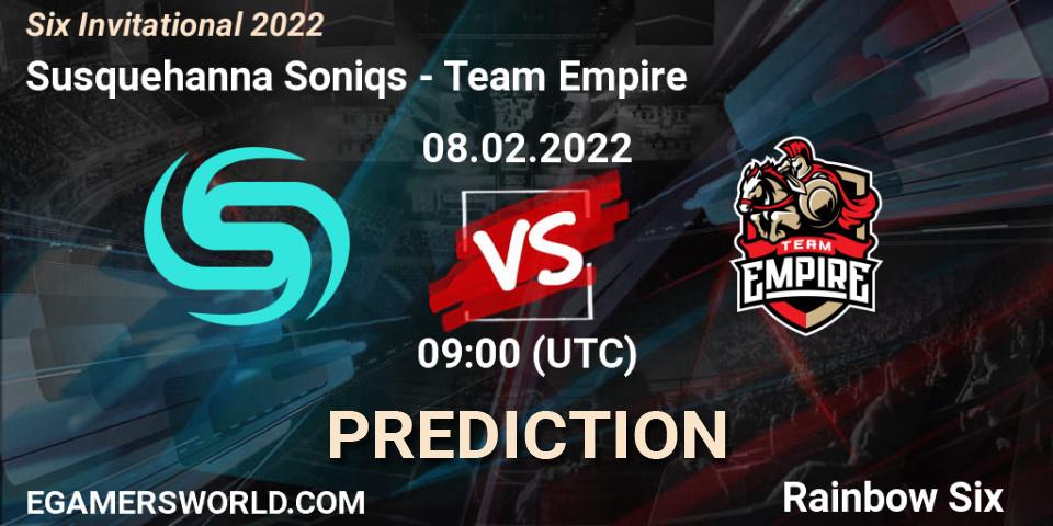 Susquehanna Soniqs vs Team Empire: Betting TIp, Match Prediction. 08.02.22. Rainbow Six, Six Invitational 2022