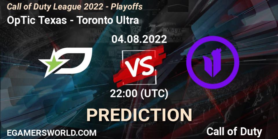OpTic Texas vs Toronto Ultra: Betting TIp, Match Prediction. 05.08.22. Call of Duty, Call of Duty League 2022 - Playoffs