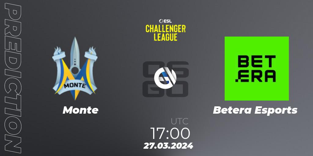 Monte vs Betera Esports: Betting TIp, Match Prediction. 28.03.24. CS2 (CS:GO), ESL Challenger League Season 47: Europe